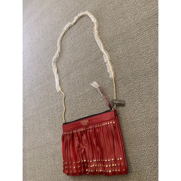 VICTORIA'S SECRET Women Red Gold Fringe Crossbody Bag - Picture 8 of 11